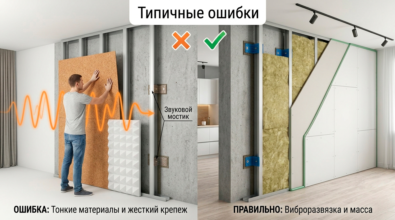 Как работает звукоизоляционная стена (пирог)