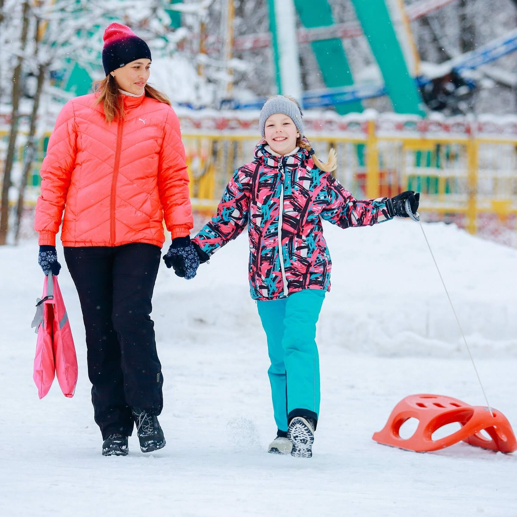 Катание на санках в Лакреевском лесу