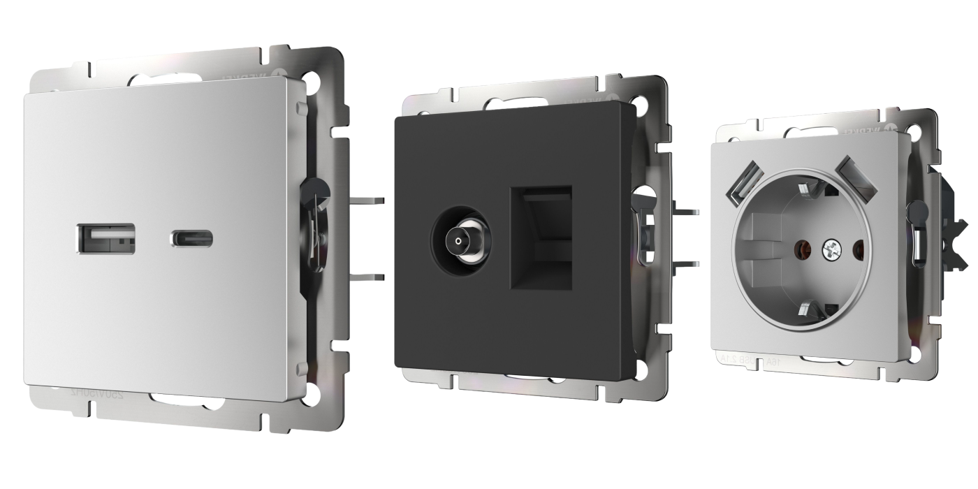 Выключатели, розетки, рамки, механизмы серии Elite