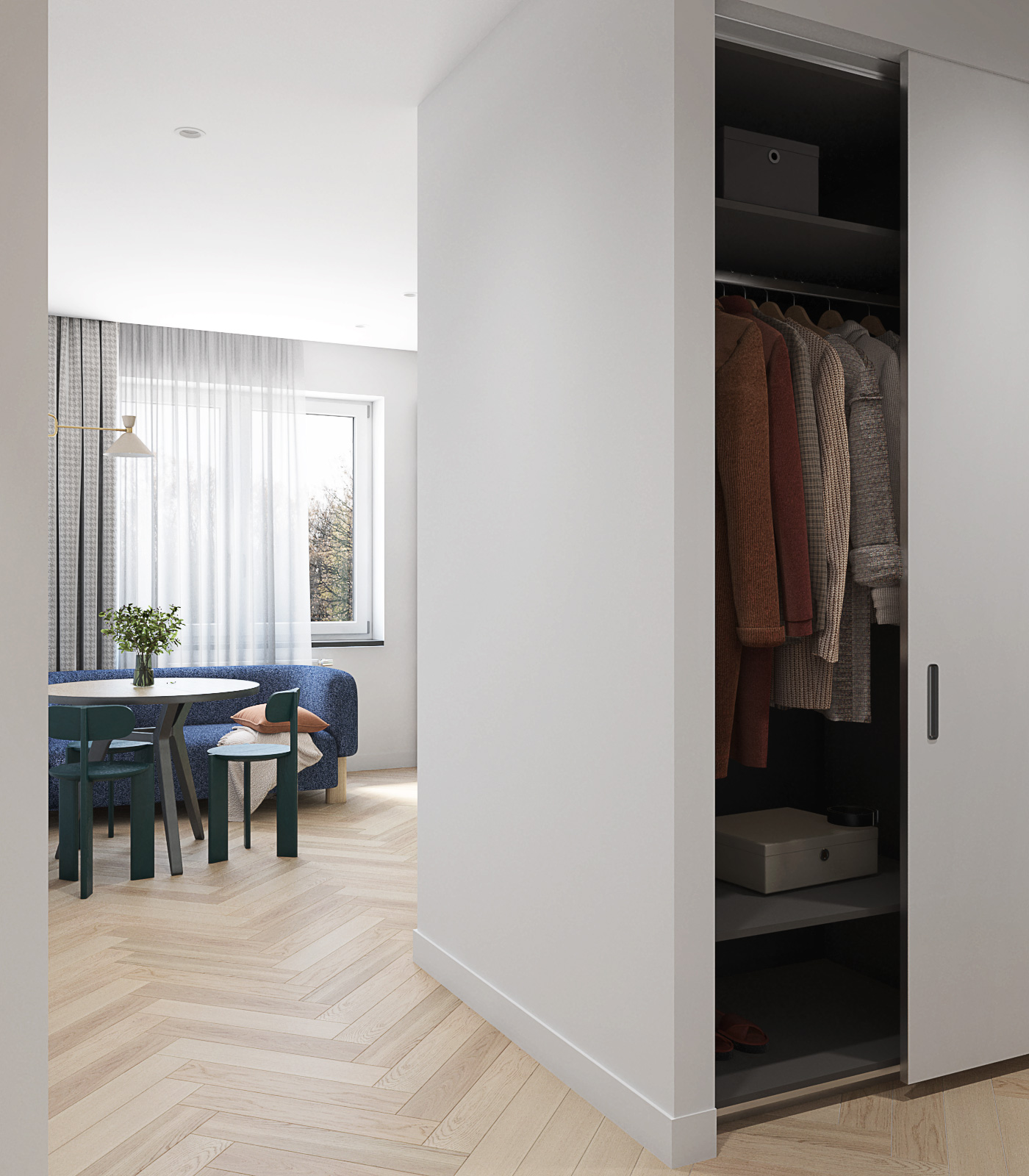 Вид на кухню из прихожей 