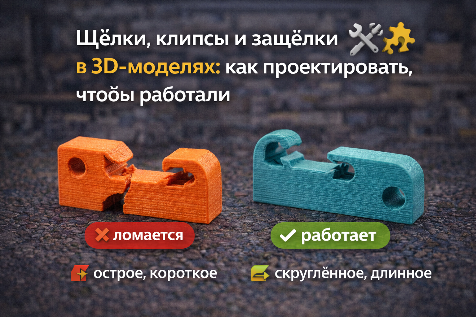 Щёлки, клипсы и защёлки в 3D-моделях: как проектировать, чтобы работали