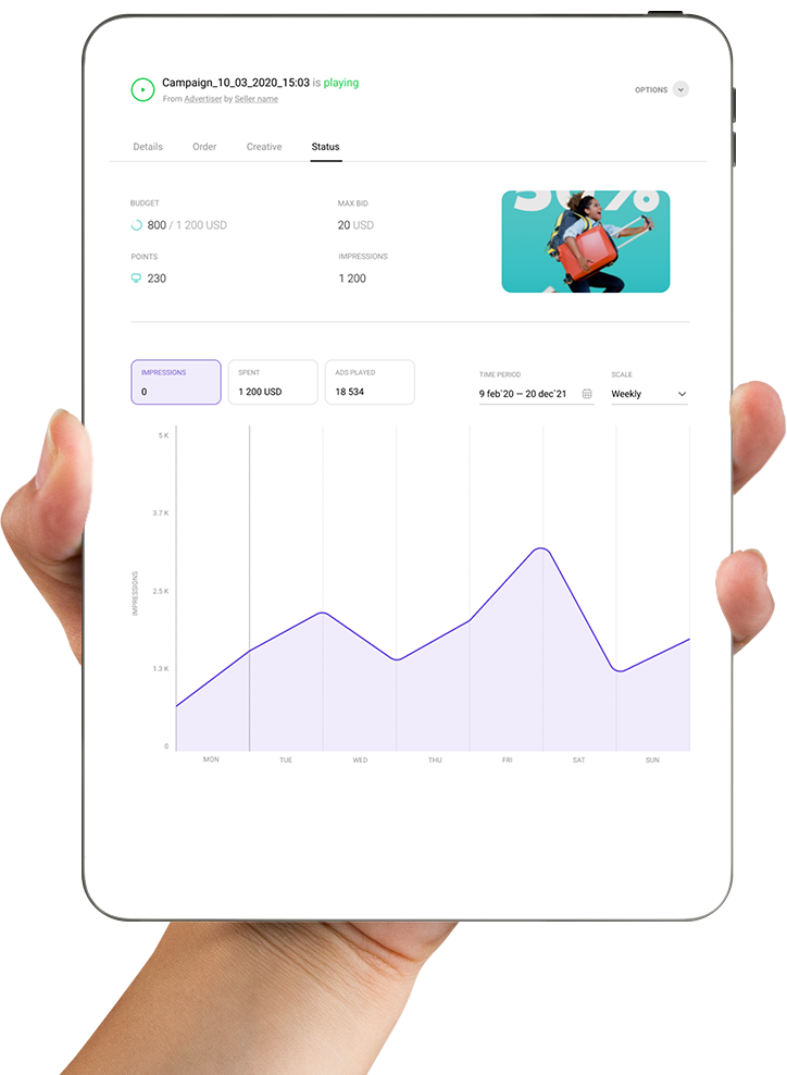 A tablet with a personal account with statistics