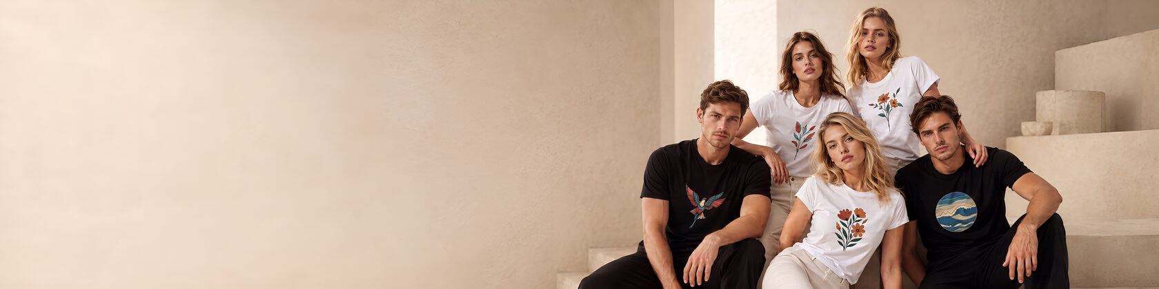 Fashion model in printed t-shirt