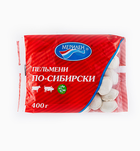Пельмени «По-сибирски» от производителя Мерилен: замороженные полуфабрикаты из говядины и свинины. Упаковка: 800 гр. Сибирская классика на вашем столе.