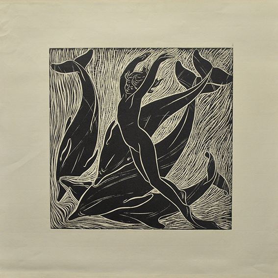 engraving linocut Nude