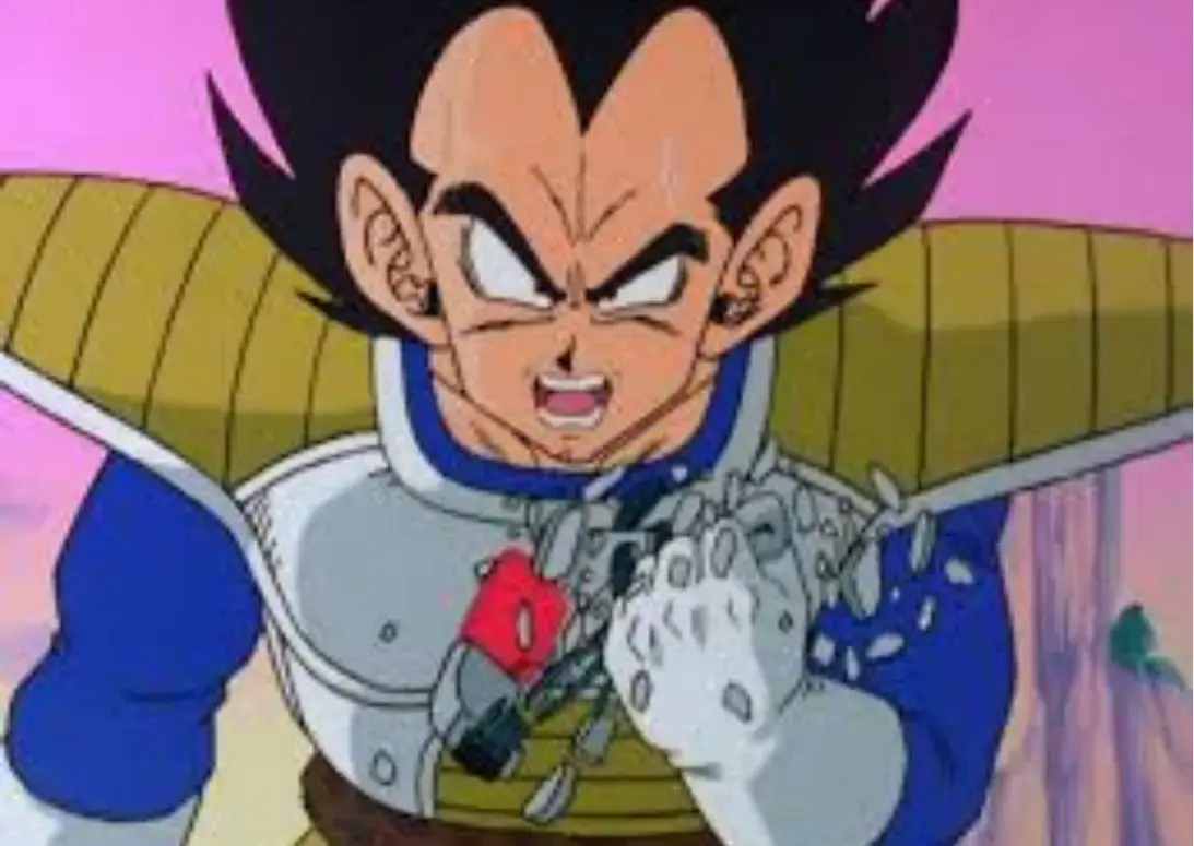 Кадр из аниме Dragon Ball Z: персонаж в броне сжимает сканер в руке и кричит — иллюстрация к фразе «It’s over 9000!»