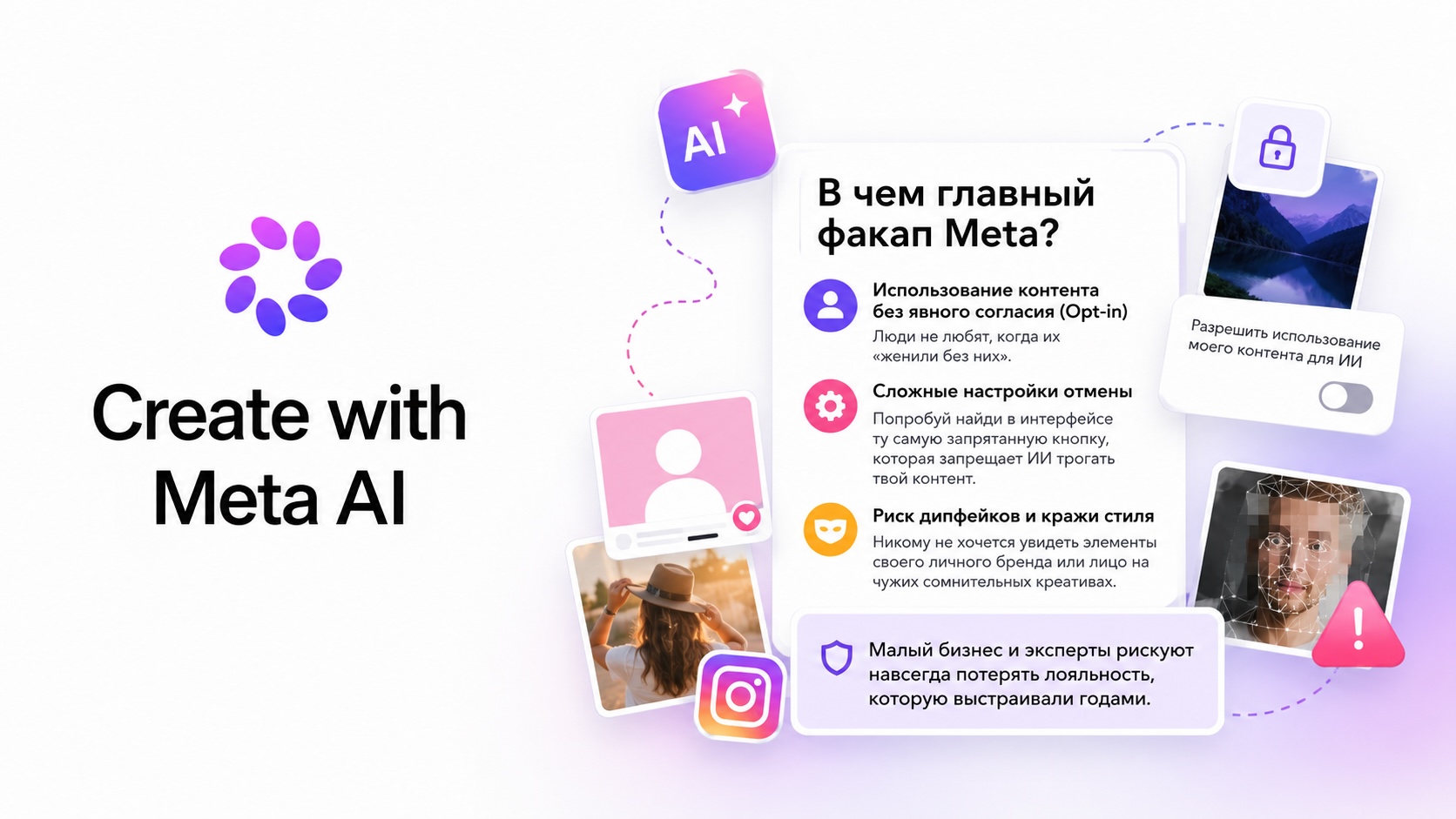 Meta тайно обучала нейросети на ваших фото? Разбор громкого провала фичи Muse Image в Инстаграм. Узнайте, как защитить личный контент и как экологично использовать искусственный интеллект для генерации рекламных макетов, чтобы не улететь в бан.