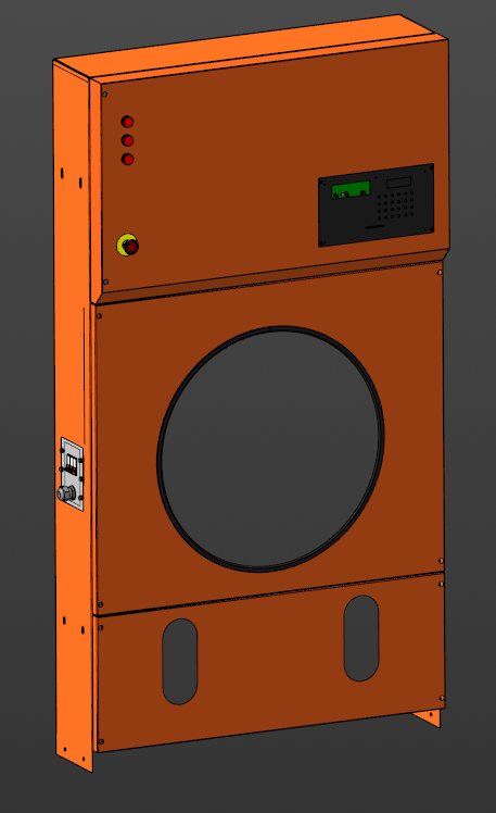Public-safe cabinet CAD closed-front view