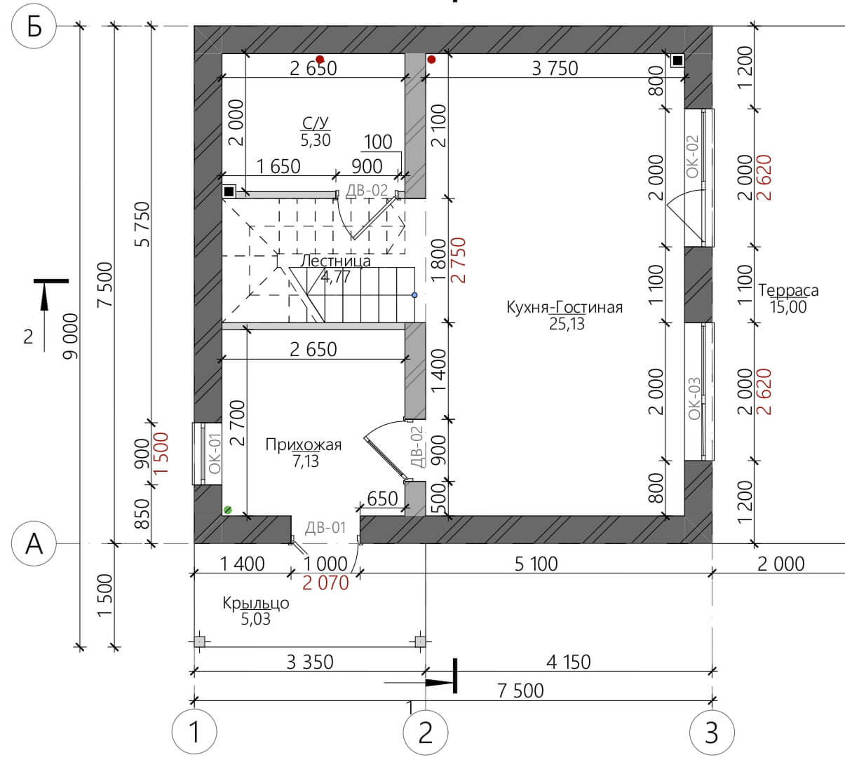 Планировка дома «Время», 1 этаж — 81 м²
