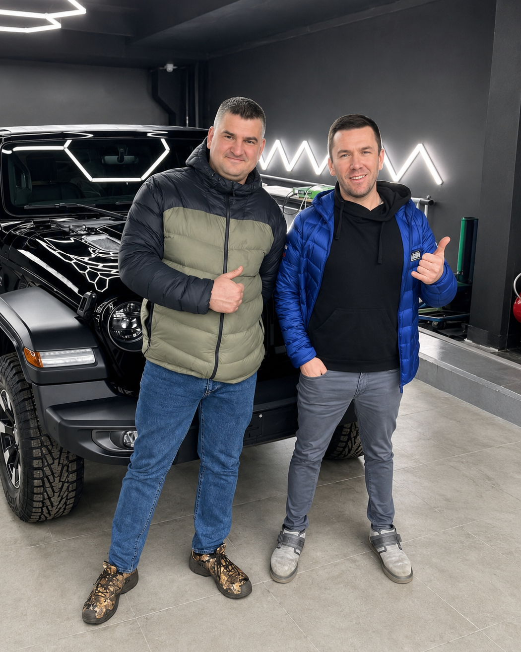 Client with a Jeep Wrangler