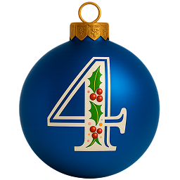 Новогодний шар с цифрой 4 — символ четвертого дня тура по Мурманской области с возможностью выбрать индивидуальную экскурсию по интересам