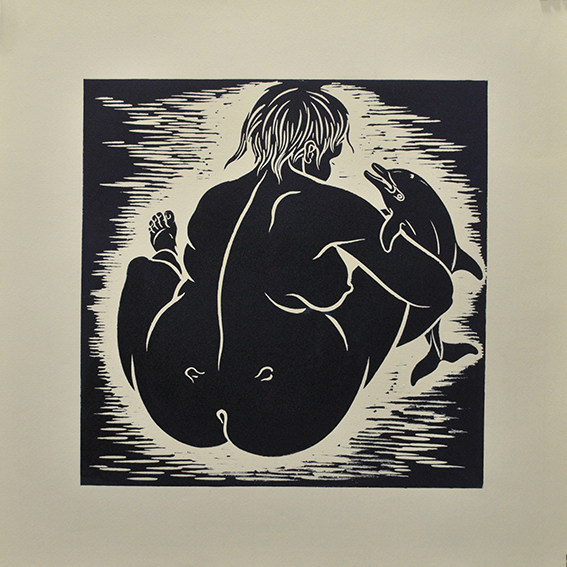engraving linocut Nude