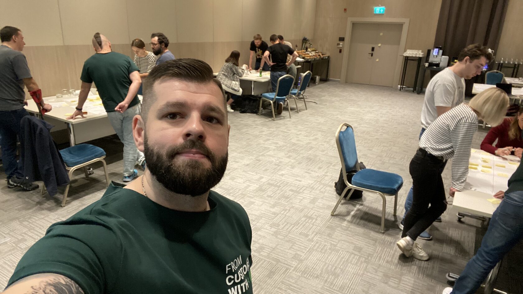 Trainer with a group at a session