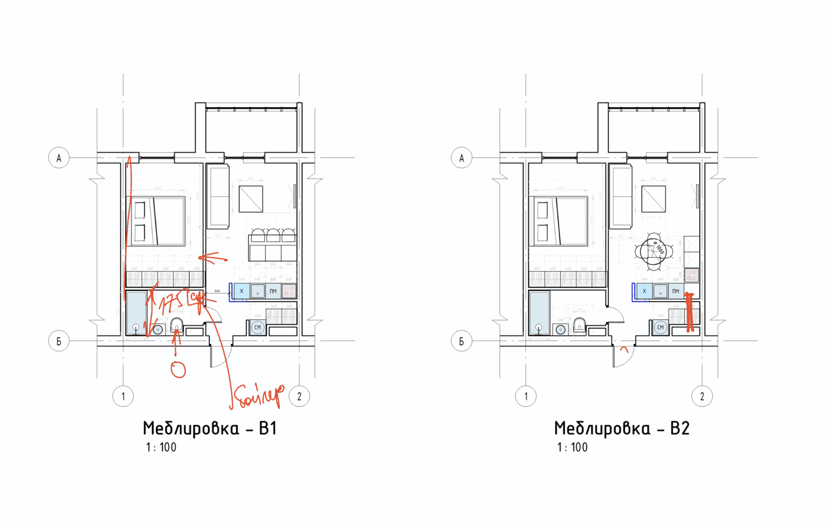 планровка, проект интерьера, двухкомнатная квартира