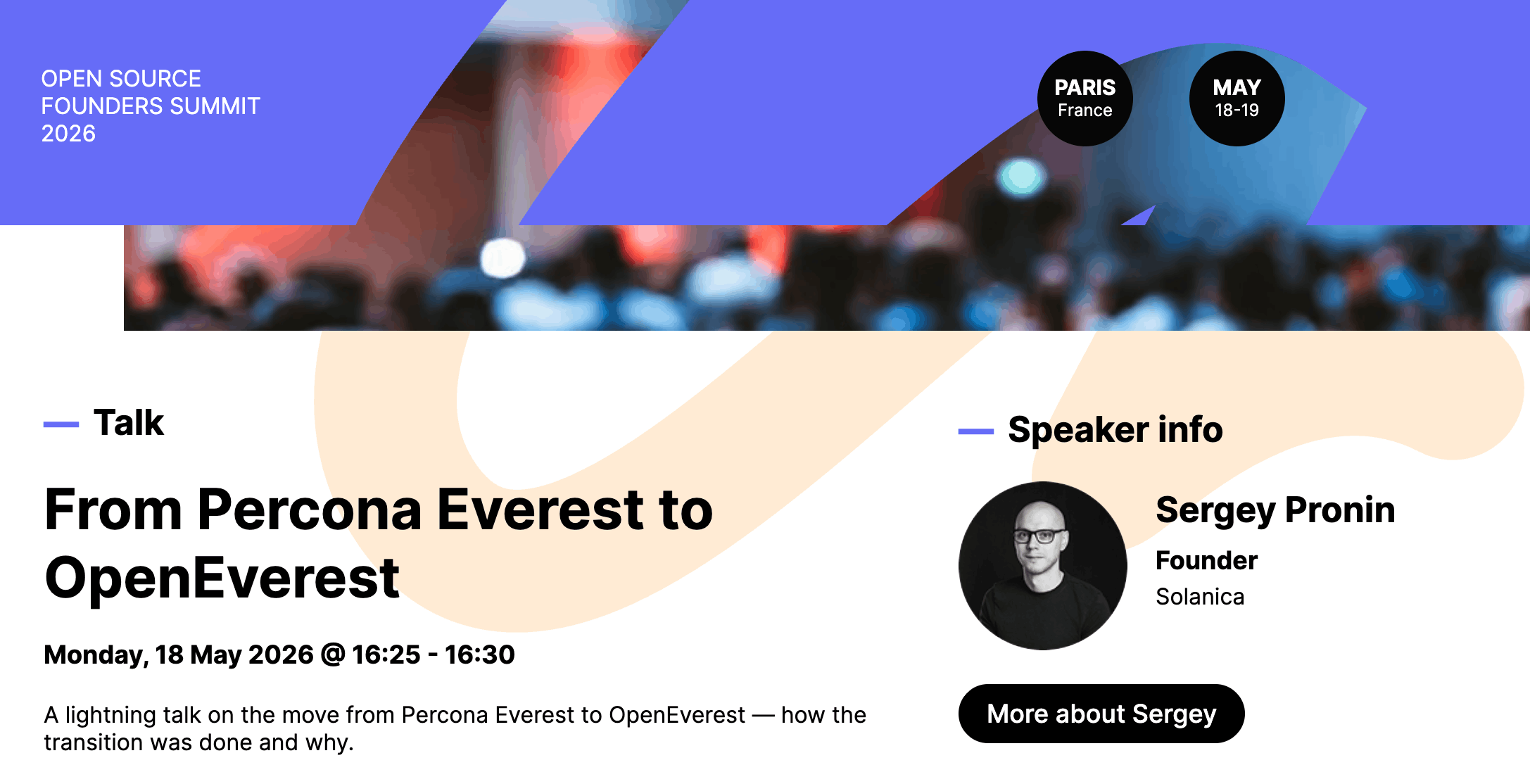 Solanica - Events - Open Source Founders Summit 2026 speaker card