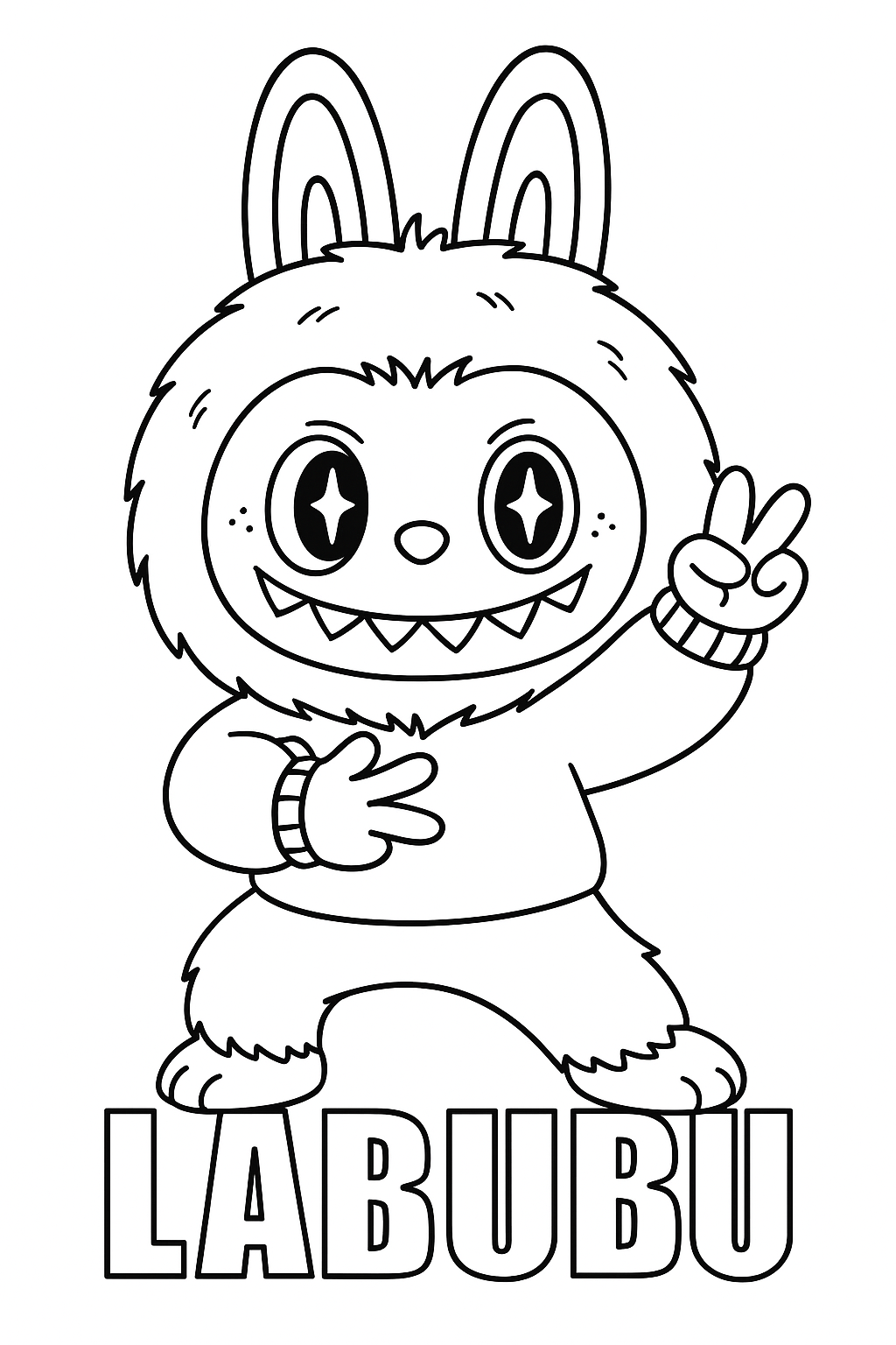 лабубу монстр раскраска для детей скачать бесплатно красивые милые раскраски Labubu 