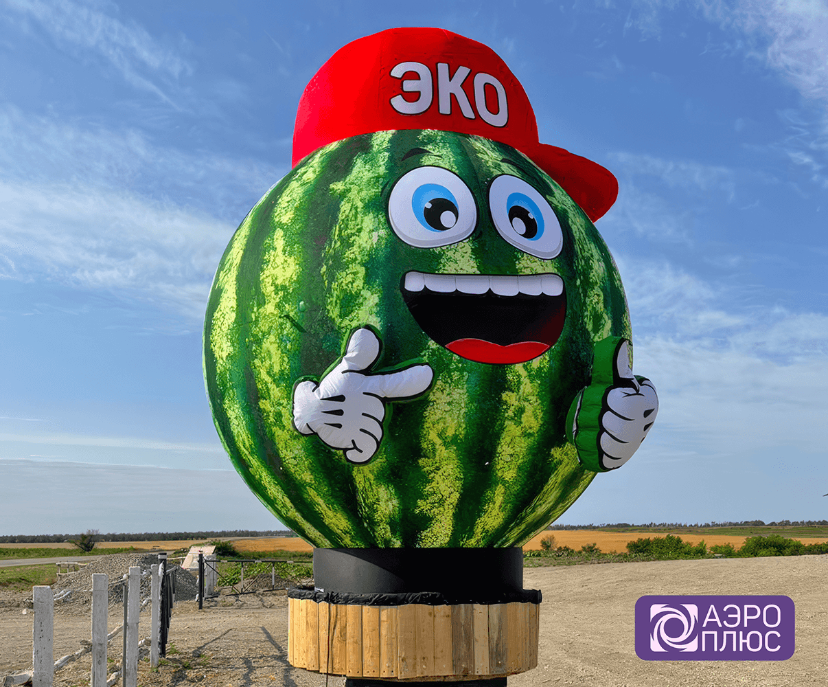 Надувной арбуз в кепе с веселым лицом 3 метра