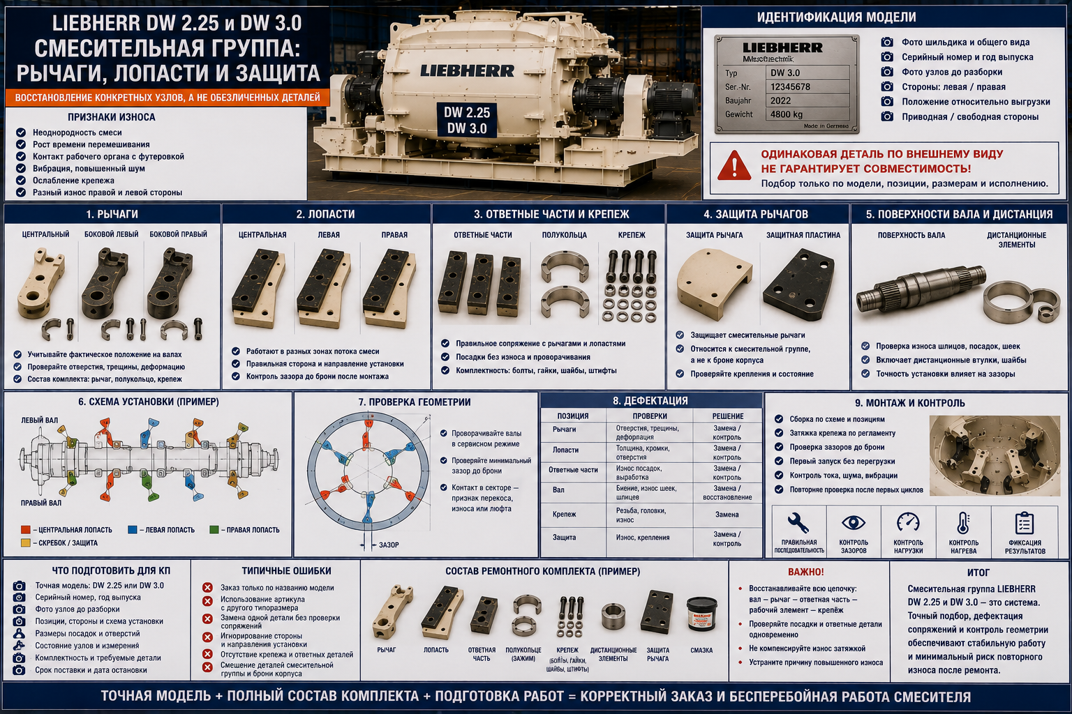 Смесительная группа LIEBHERR DW 2.25 и DW 3.0: рычаги, лопасти и защита