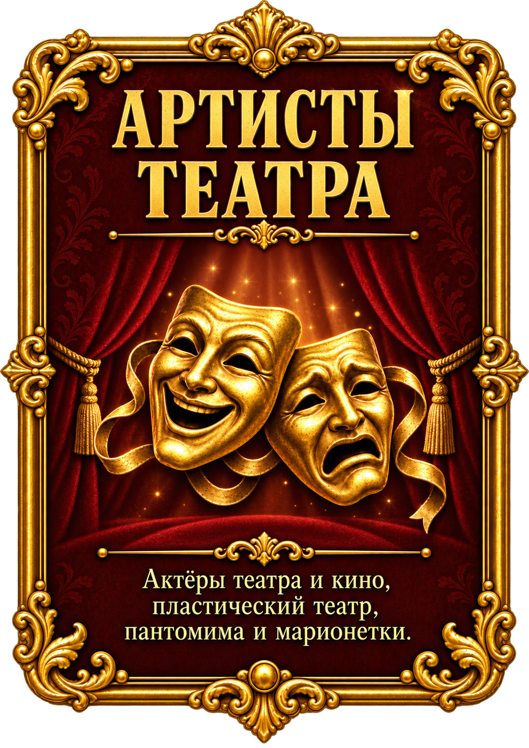 Артисты театра. Актёры театра и кино, пластический театр, пантомима и марионетки.