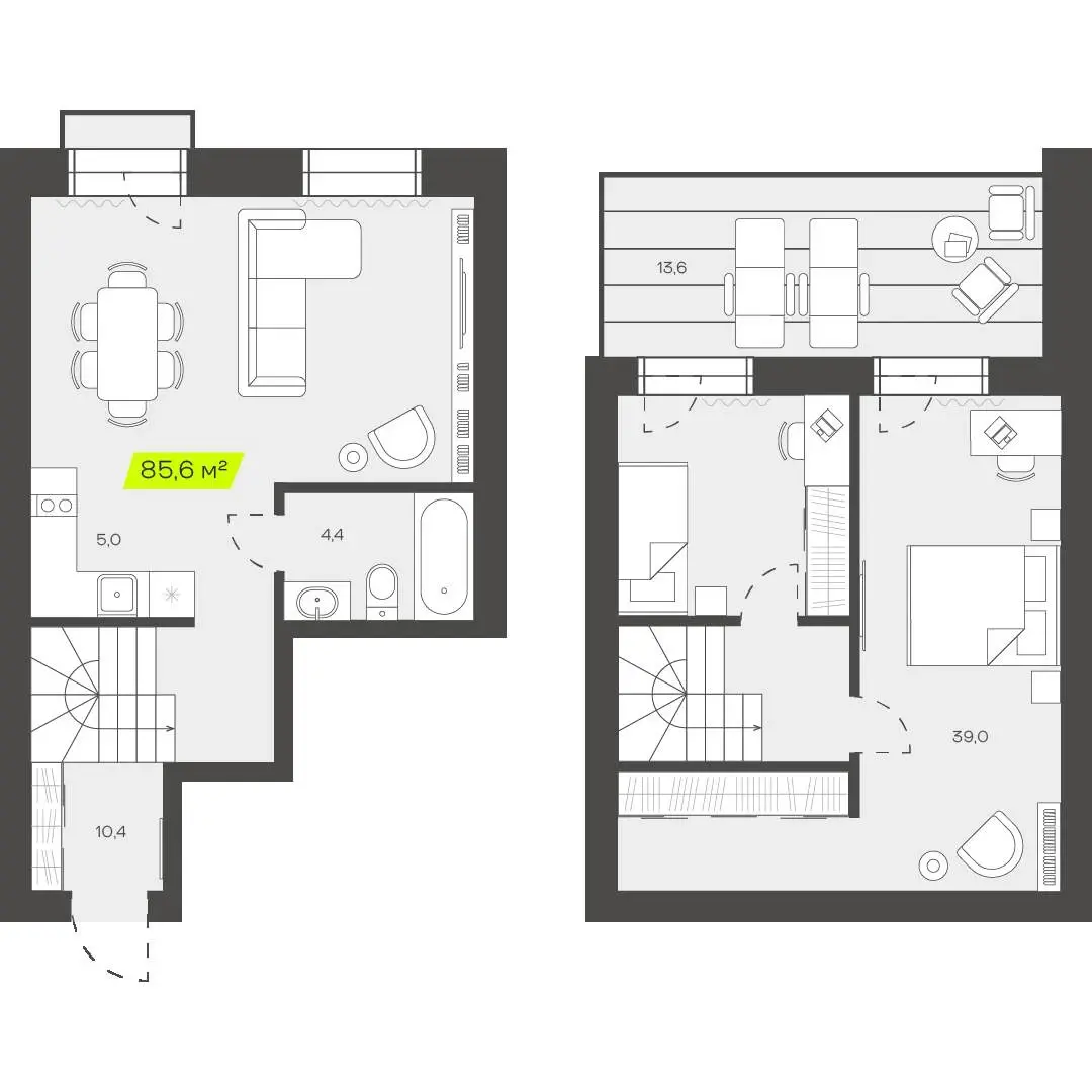 Планировка 85,6 м²