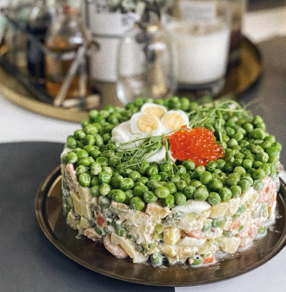 Блюдо: Оливье с креветками