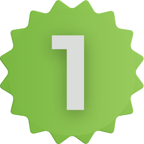 Иконка с цифрой 1, представляющая первый шаг — подача заявки на сотрудничество