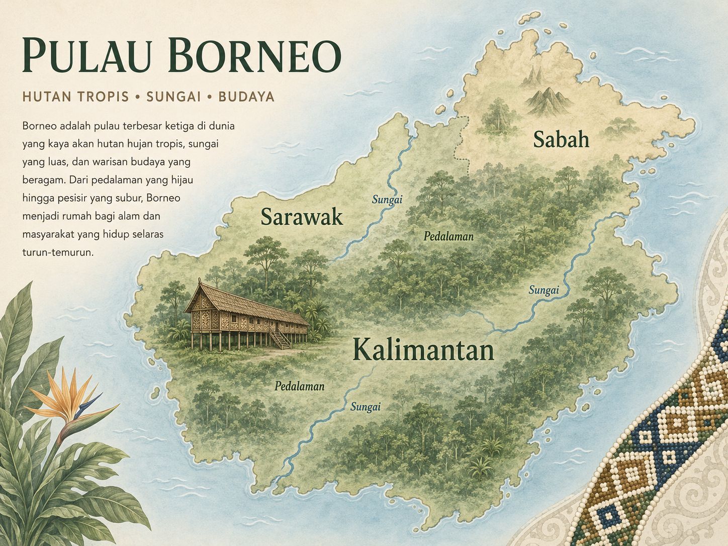 Peta budaya Dayak di Pulau Kalimantan
