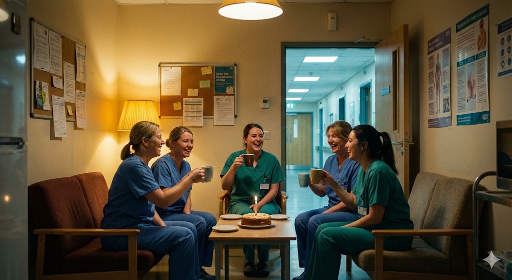 Операционные медсестры отмечают праздник в ординаторской