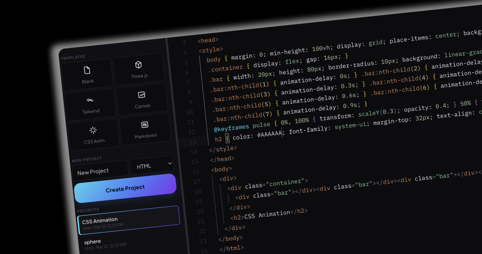 Project sharing modal with a copyable public link
