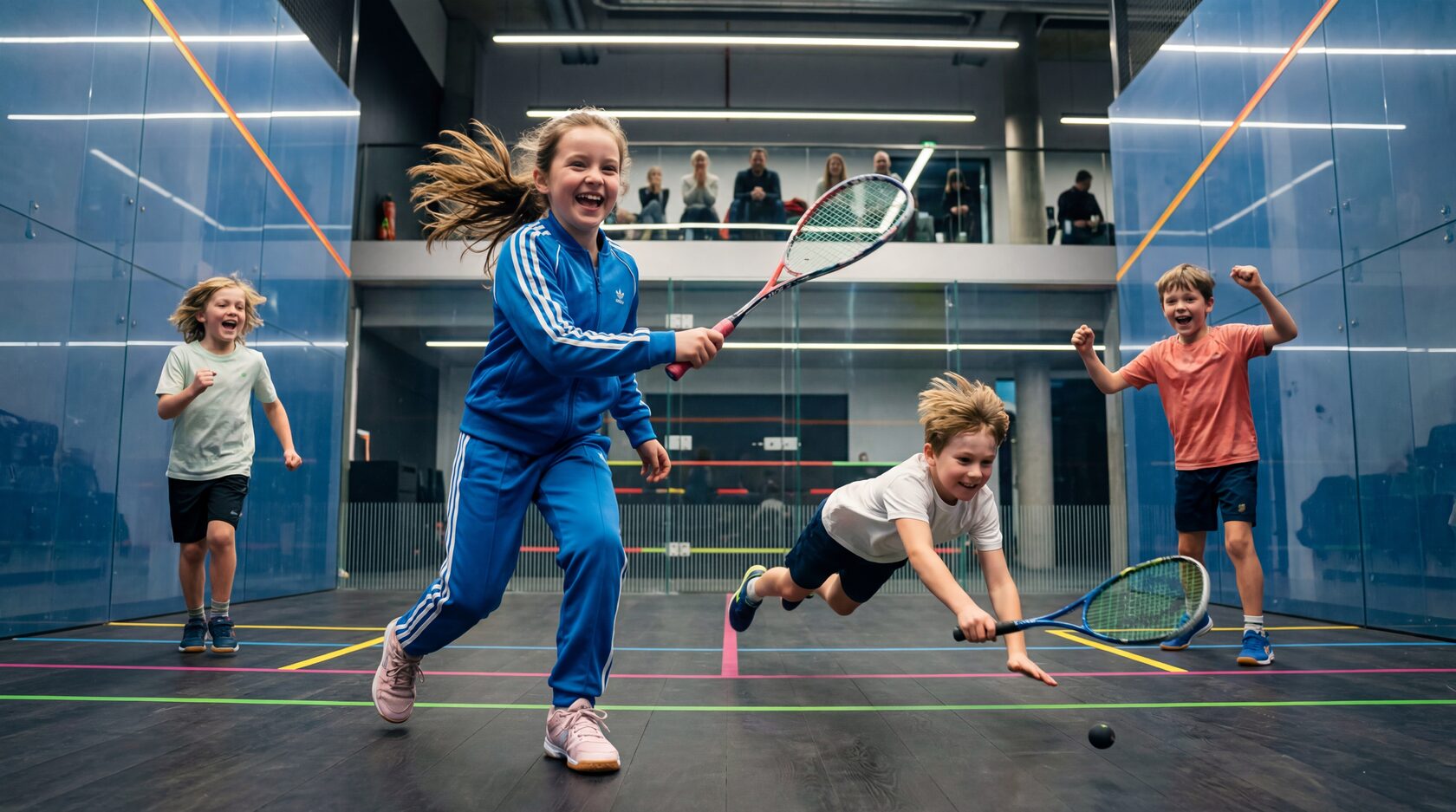 Дети играют в сквош