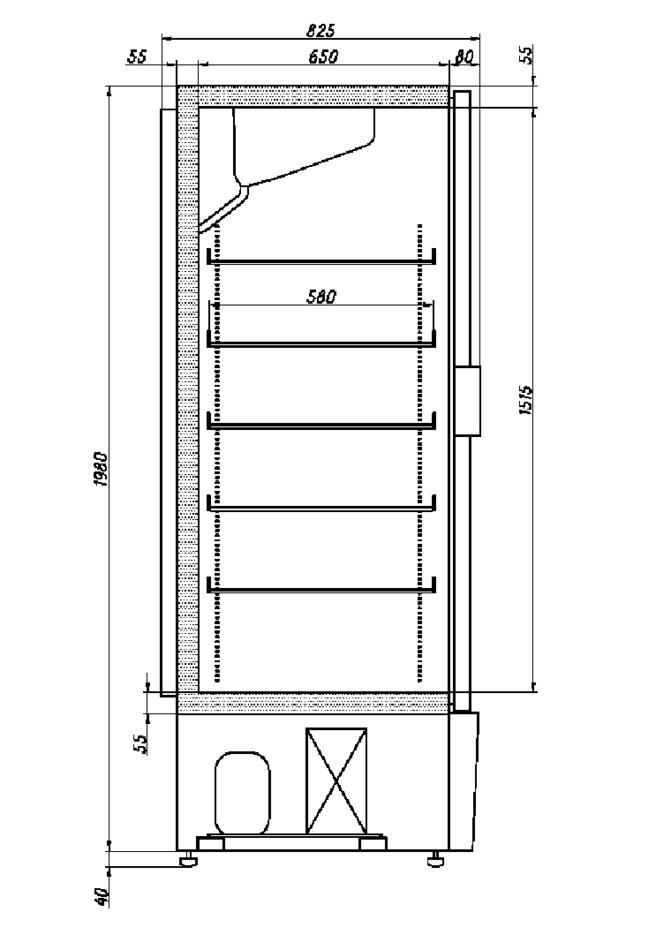 Шкаф Ариада / Ariada со стеклянными дверями РАПСОДИЯ R 1520МС КУПЕ чертёж