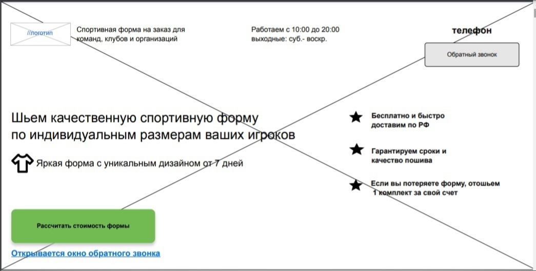 Структура лендинга в виде схемы