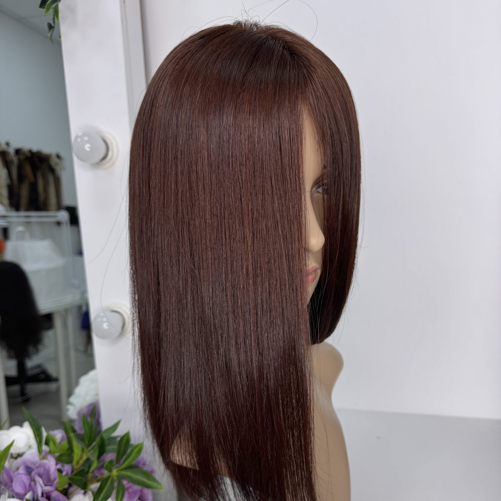 Полная система замещения волос из натуральных волос ручной работы с имитацией кожи головы