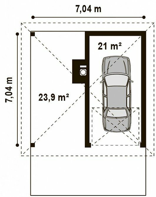 План гаража 8 Площадь: 49 м² Размер: 7х7 м