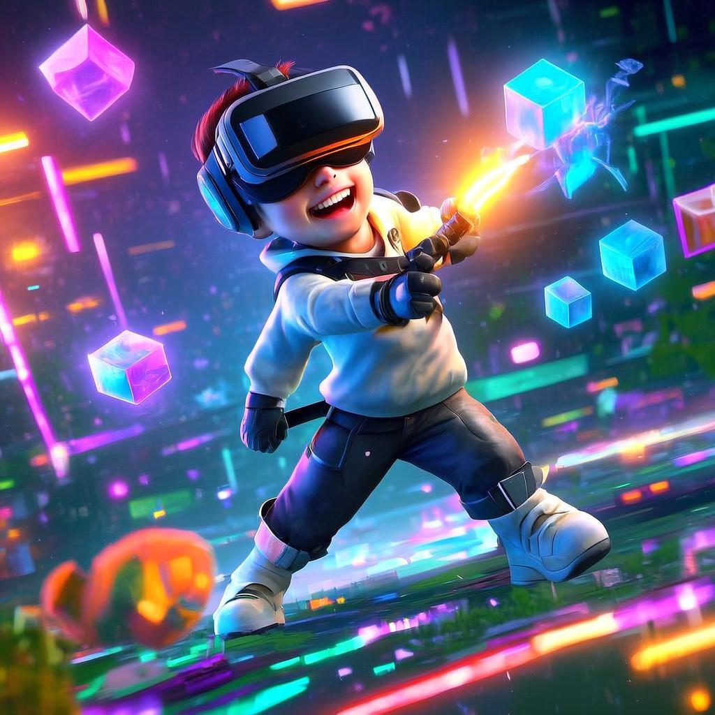 Космический режим VR-игры Герой-победитель с футуристическими визуальными эффектами
