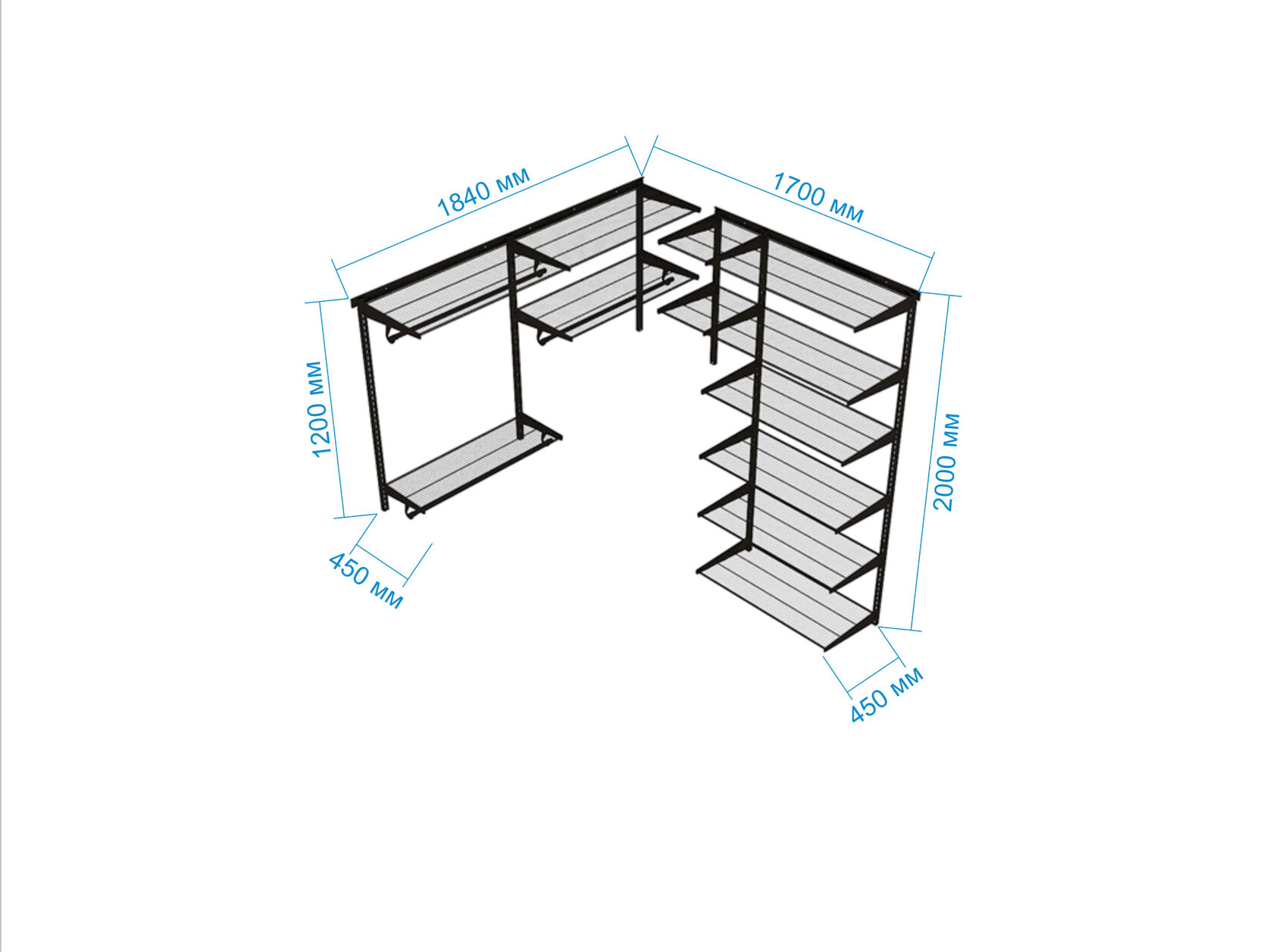 Гардеробная система чертеж