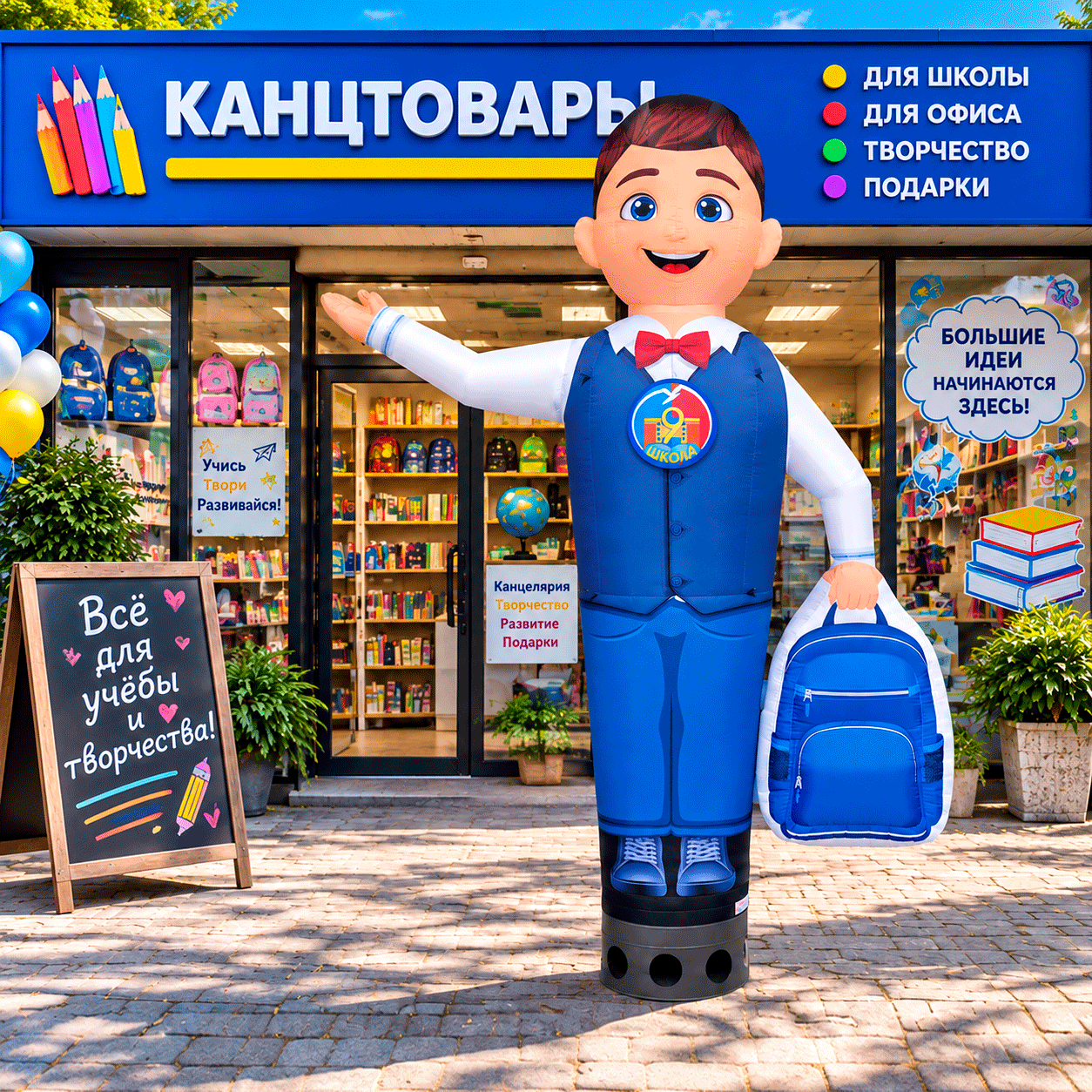 Зазывала рукомах для магазина канцелярских товаров