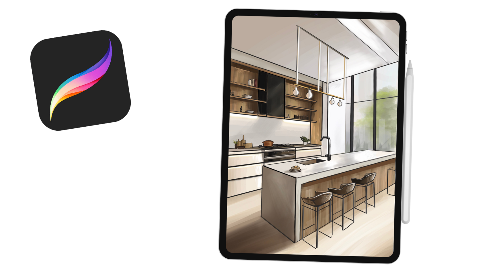 iPad Procreate Interior Design Sketching