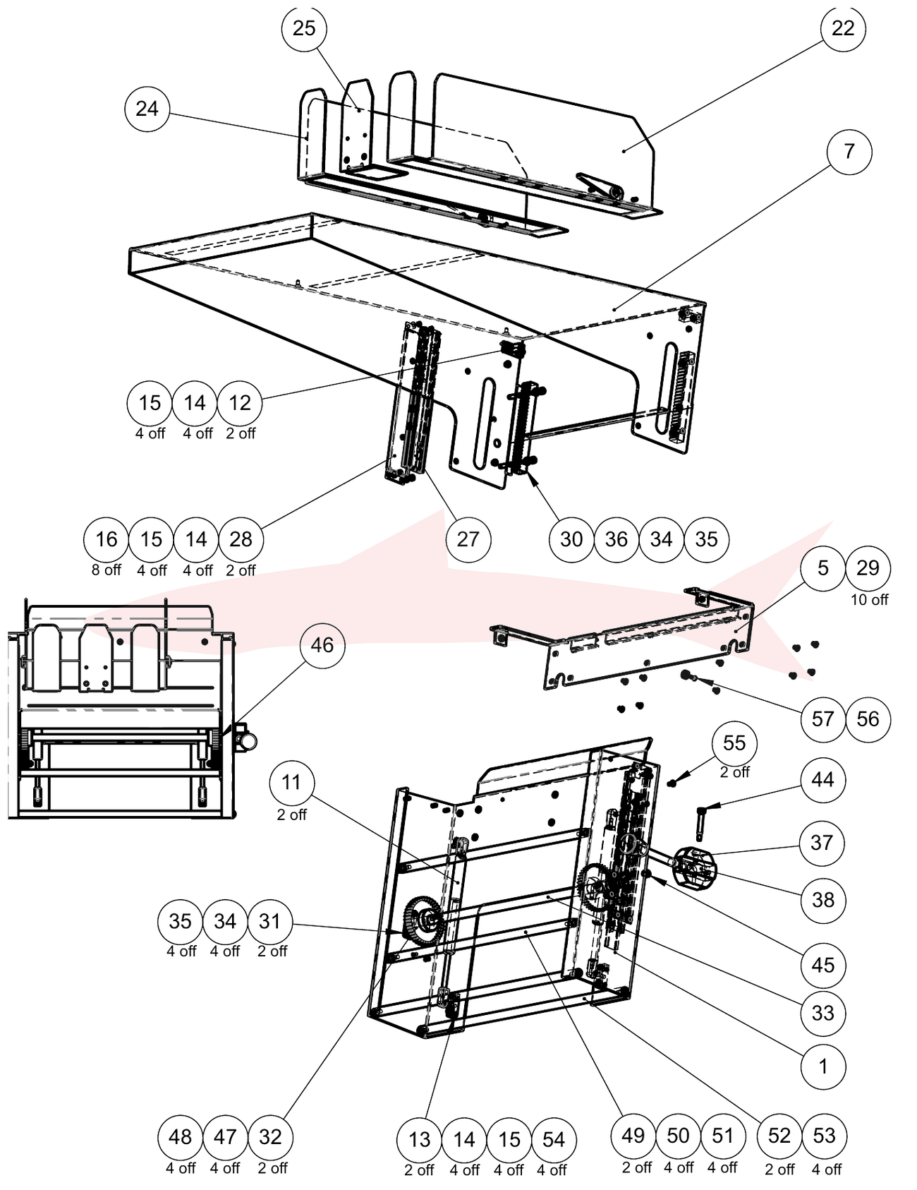 Morgana AutoCreaser Pro 33A 7-08-15 Stacker Assembly — схема деталей