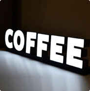 Объёмные буквы Coffee на декоративной стене