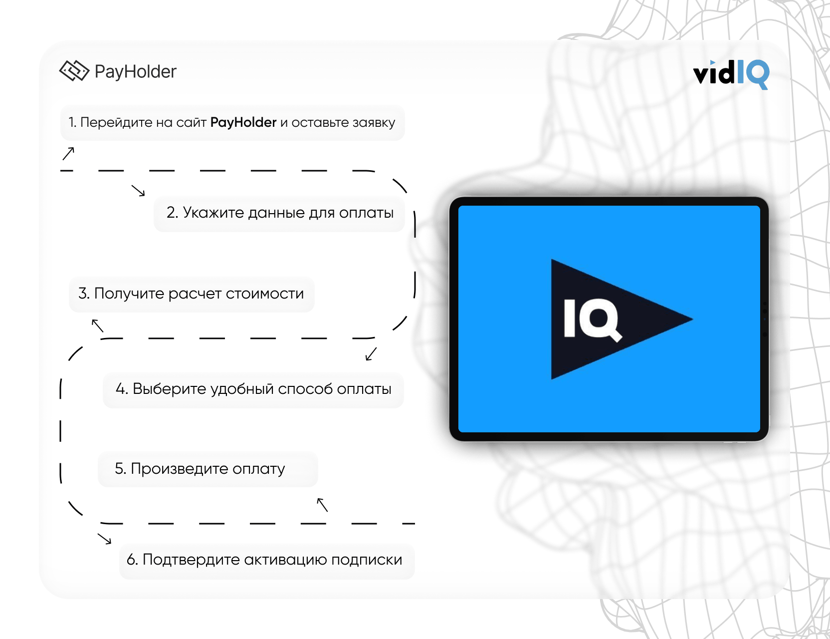 Как оплатить VidIQ через Payholder