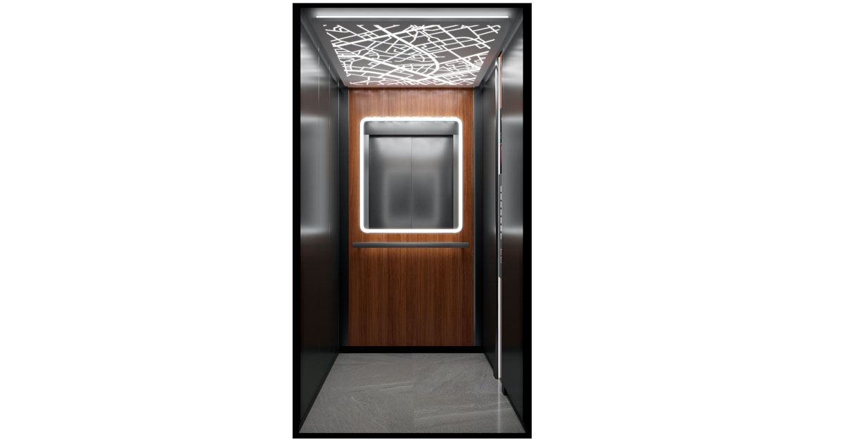 Лифт пассажирский велмакс нова мегаполис тёмные стены и теплые оттенки древесных текстур дополняют стиль и вызывают ассоциации с интерьерами автомобилей бизнес-класса