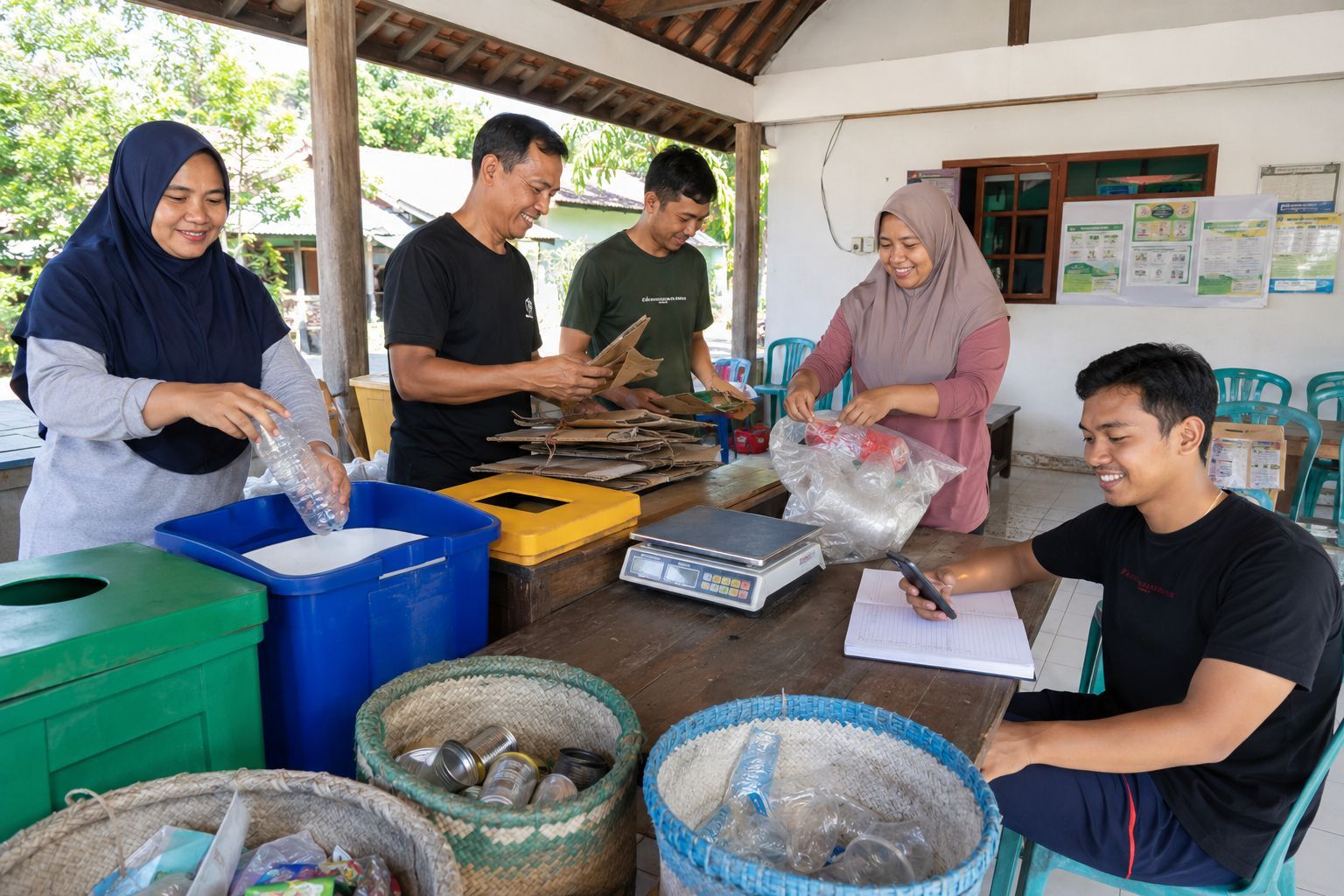 Warga Indonesia memilah sampah melalui bank sampah komunitas
