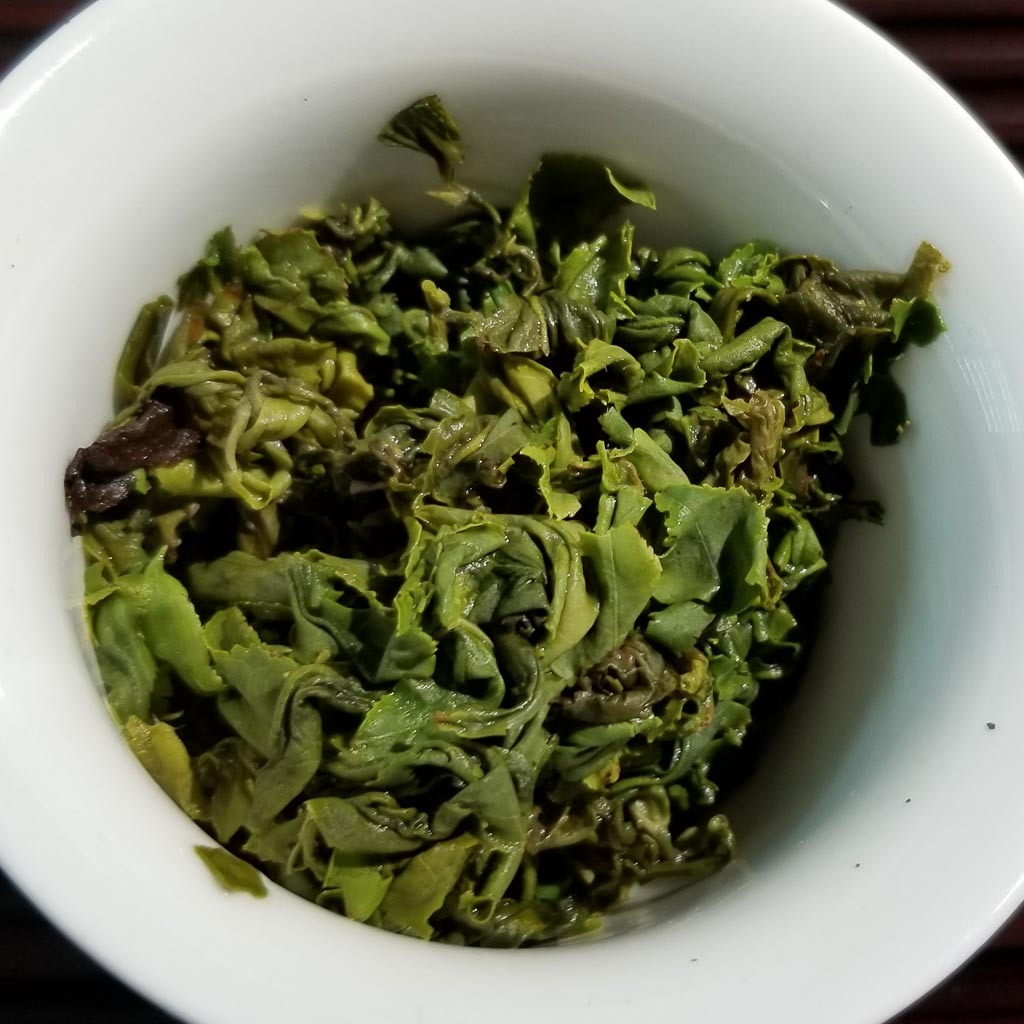 Unfurled Gunpowder Tea Leaves