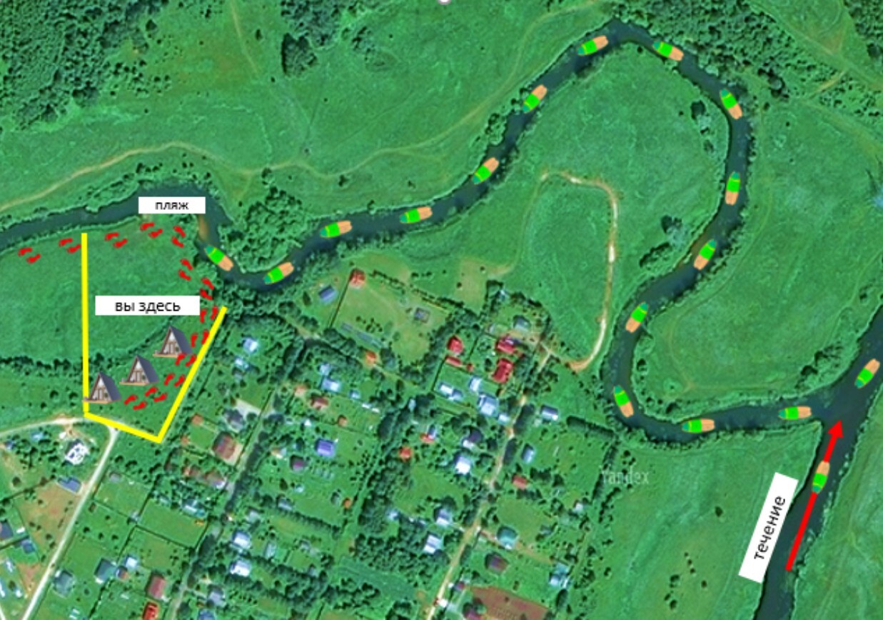 Карта маршрута по реке Искона