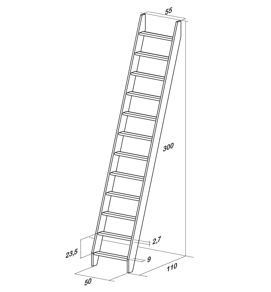 Лестница приставная деревянная чертеж