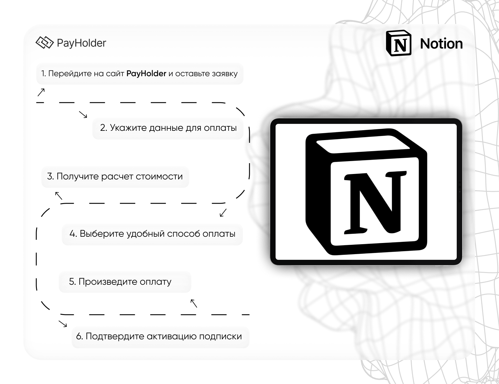 Как оплатить  Notion через Payholder