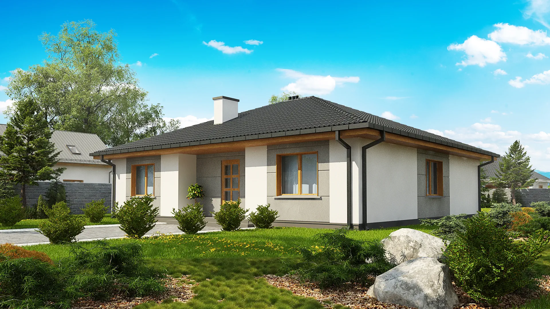 Фасад проекта частного дома 134 м² AURUM
