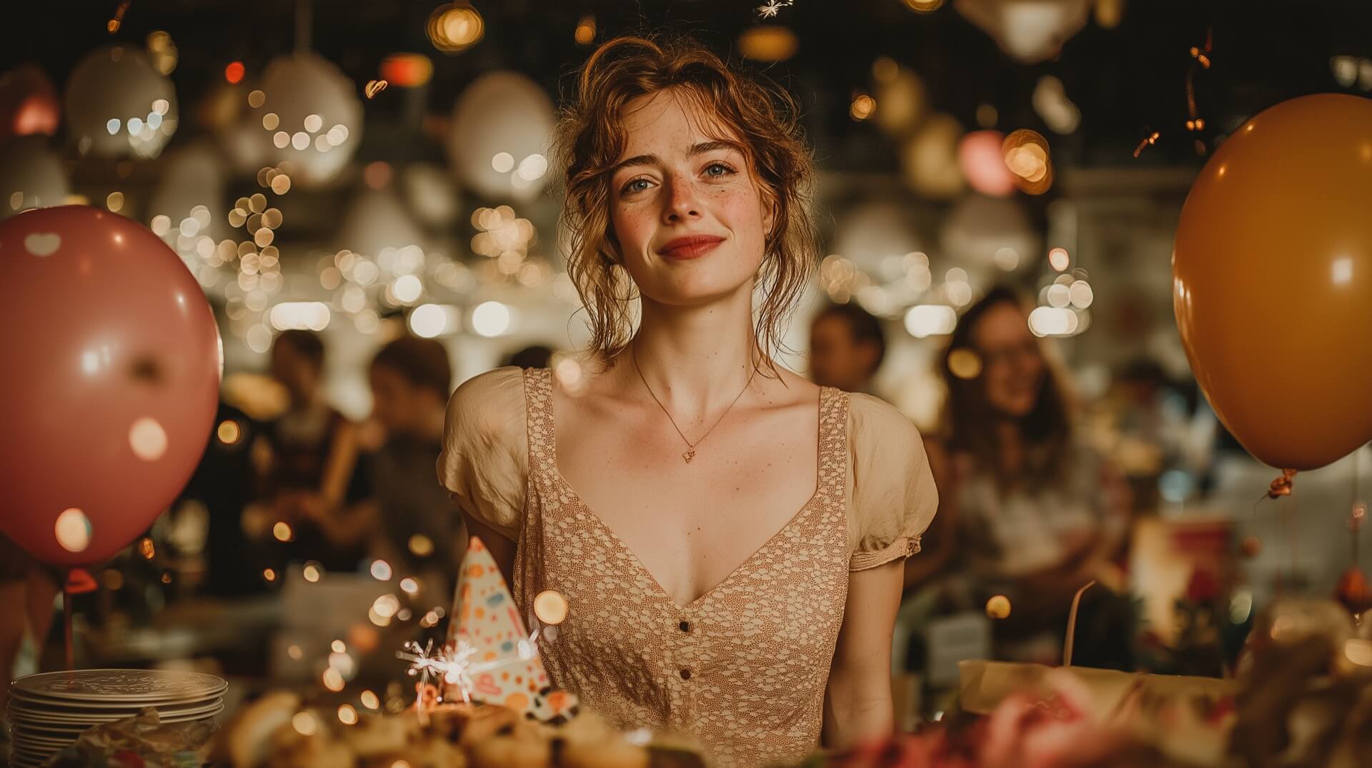 Две подруги (подарок подруге) смеются и обнимаются на дне рождения.