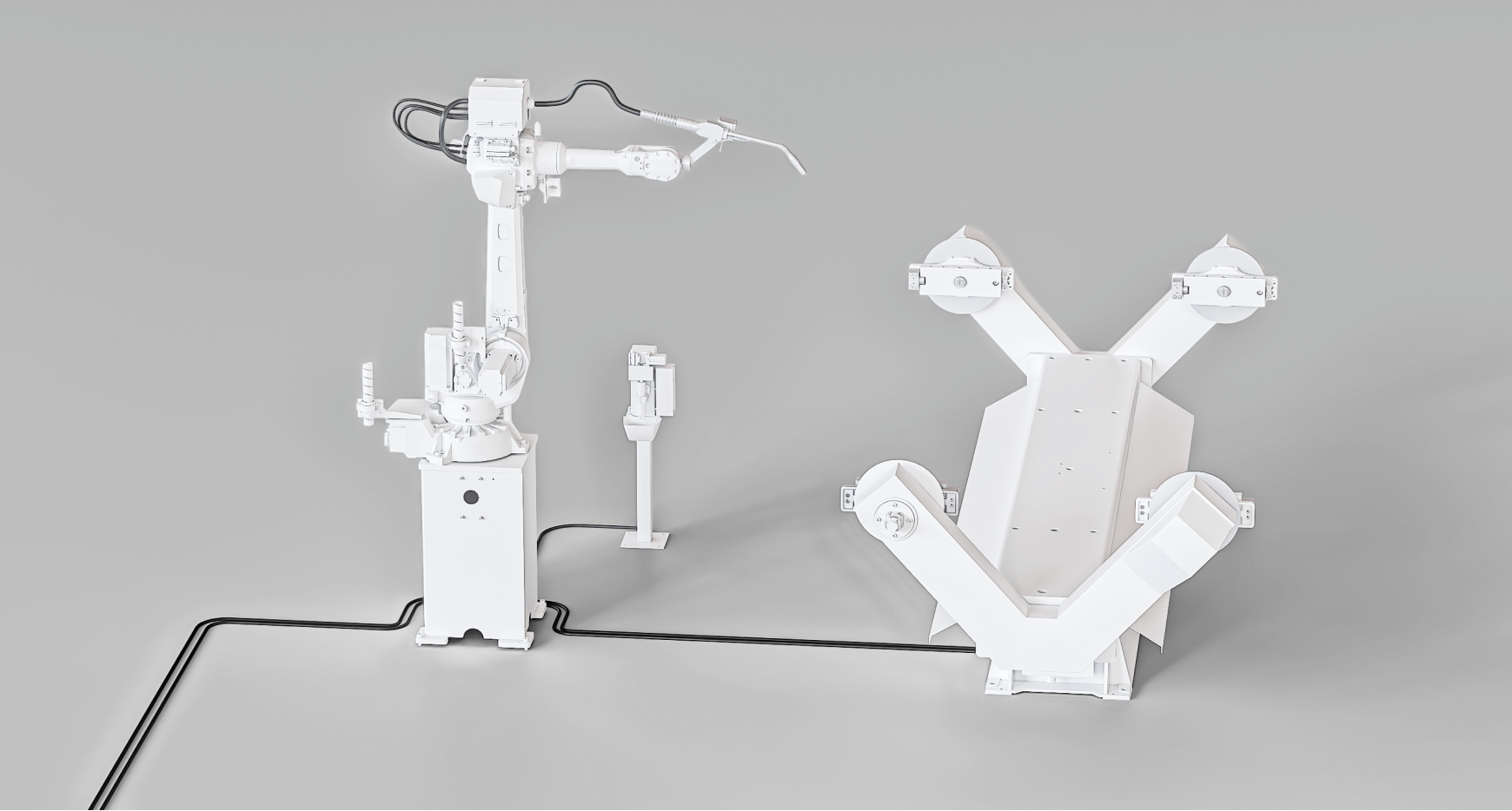 robotic cell with robots and h-positioner